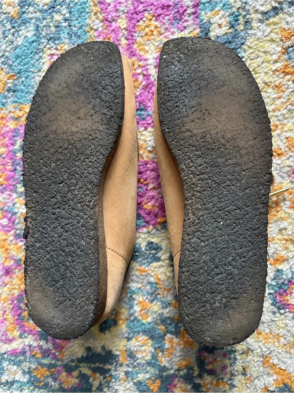 Clarks Tan Leather Wallabee Shoes with Black Collar